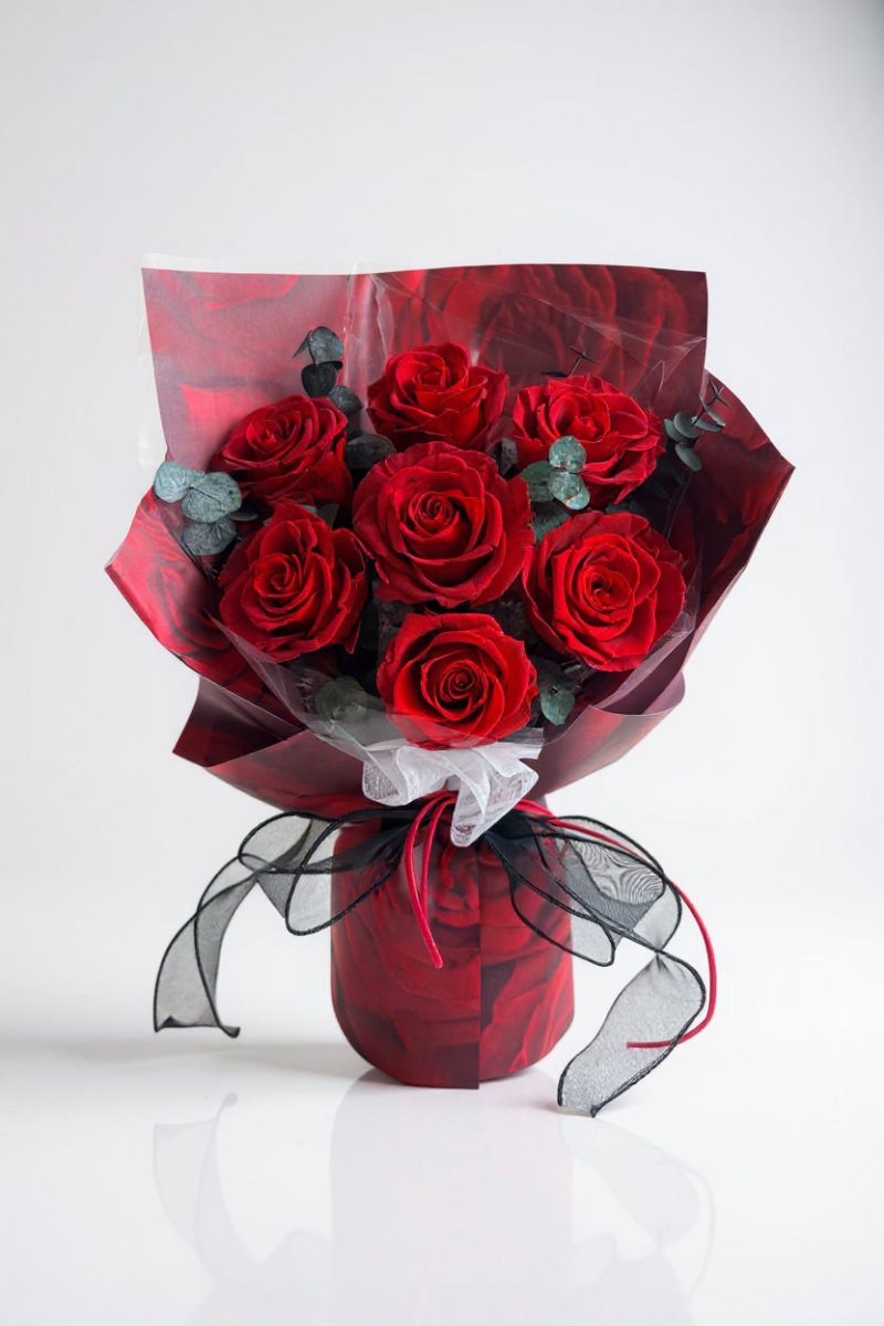 Hana (Rose) - Red Rose with Eucalyptus - Flowers - Original - Preserved Flowers & Fresh Flower Florist Gift Store