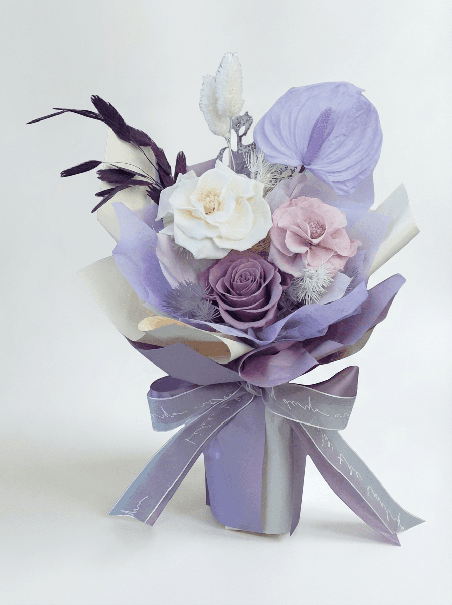Isabella - Preserved Flower Bouquet - Flowers - Purple - Preserved Flowers & Fresh Flower Florist Gift Store