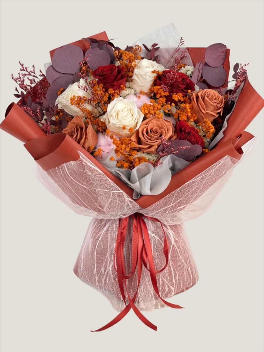 Aki - Amber Preserved Flower Bouquet - Flowers - Deluxe - Preserved Flowers & Fresh Flower Florist Gift Store