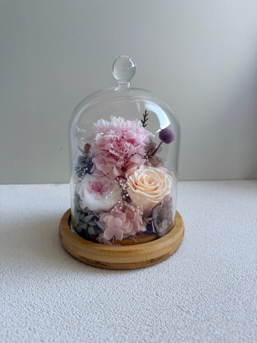 Carnation Bell Jar - Pink Peaches - Flowers - Preserved Flowers & Fresh Flower Florist Gift Store