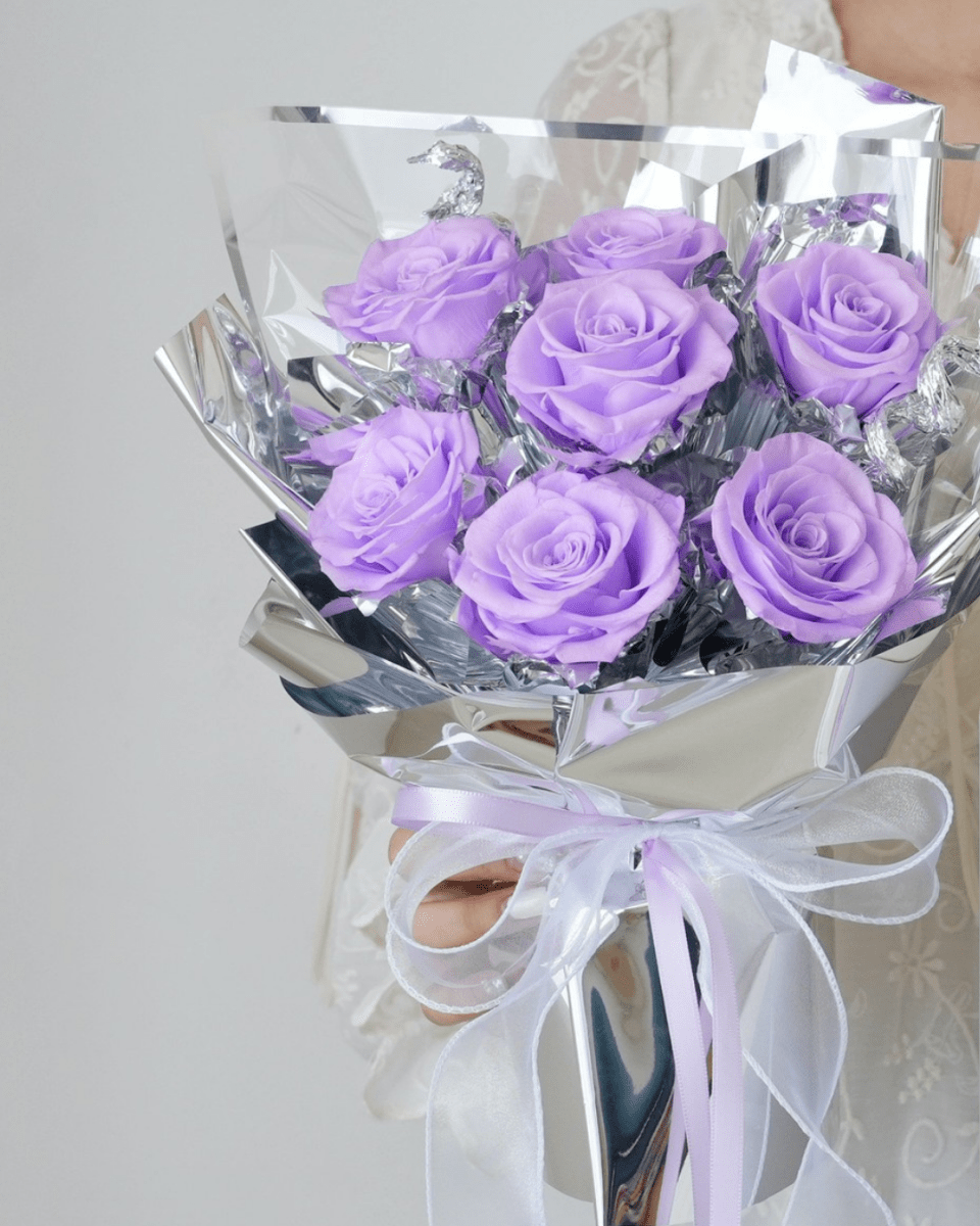 Galaxy 7 Rose Preserved Flower Bouquet - Valentine's Day Special - Flowers - lilac - Preserved Flowers & Fresh Flower Florist Gift Store