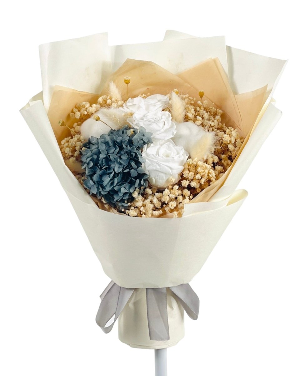 Kaitlyn (Preserved Bouquet) - Flowers - White - Preserved Flowers & Fresh Flower Florist Gift Store