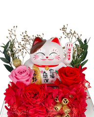 Maneki-Neko 招き猫 Flower Box - Flowers - Red Rose (Full) - Preserved Flowers & Fresh Flower Florist Gift Store