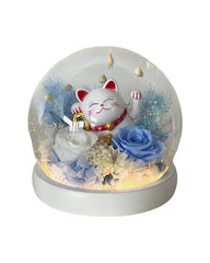 Maneki-Neko 招き猫 Fortune Cat (Blue - Career) - Flowers - Preserved Flowers & Fresh Flower Florist Gift Store