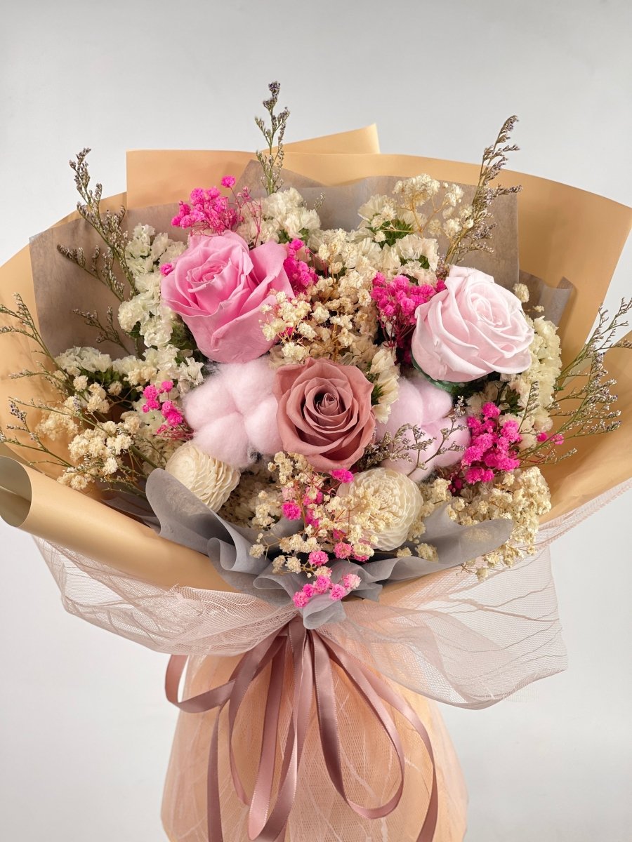 Sakurairo - Pink Preserved Flower Bouquet - Flowers - Deluxe - Preserved Flowers & Fresh Flower Florist Gift Store