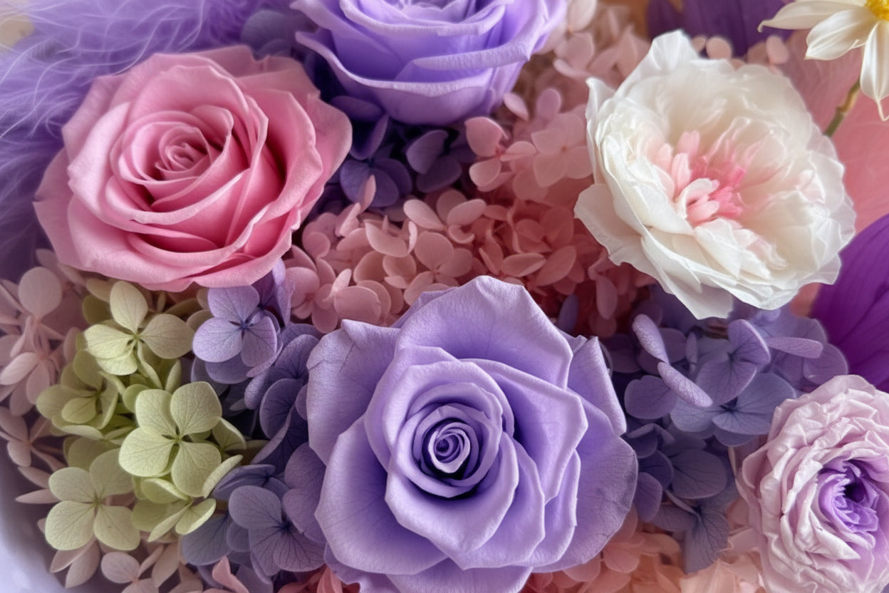 Yume (夢) - Pastel Preserved Flower Bouquet - Flowers - Purple - Preserved Flowers & Fresh Flower Florist Gift Store