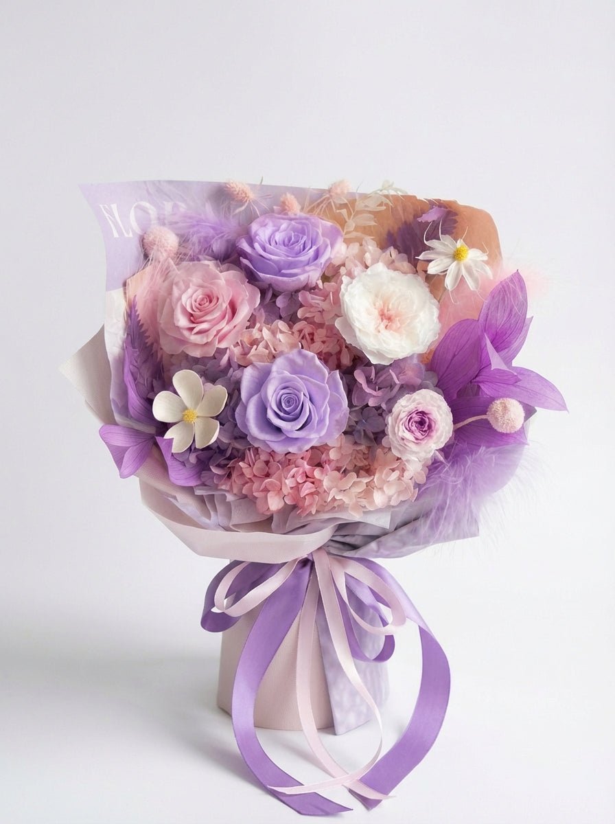 Yume (夢) - Pastel Preserved Flower Bouquet - Flowers - Purple - Preserved Flowers & Fresh Flower Florist Gift Store