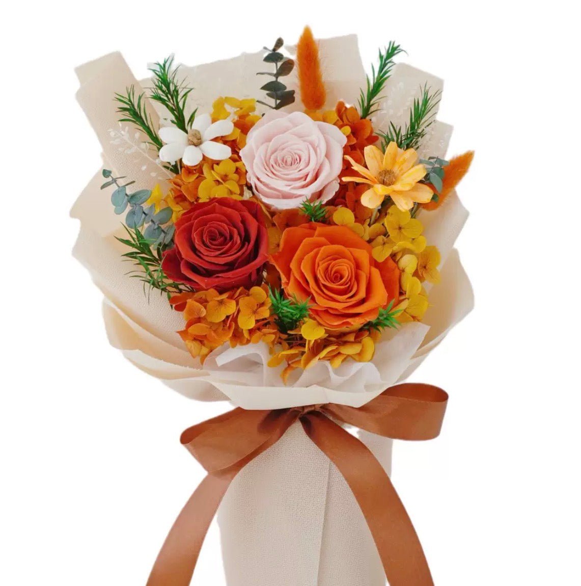 Yuna Preserved Flower Bouquet - Flowers - Orange - Preserved Flowers & Fresh Flower Florist Gift Store